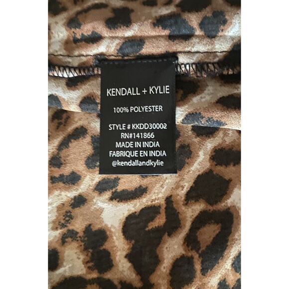 Kendall and Kylie Animal Print Sz S Wrap Dress Ruched Racer back Hi low Maxi - Picture 7 of 10